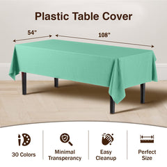 Premium Mint Plastic Table Covers | 12 Pack - 54 In. x 108 In.