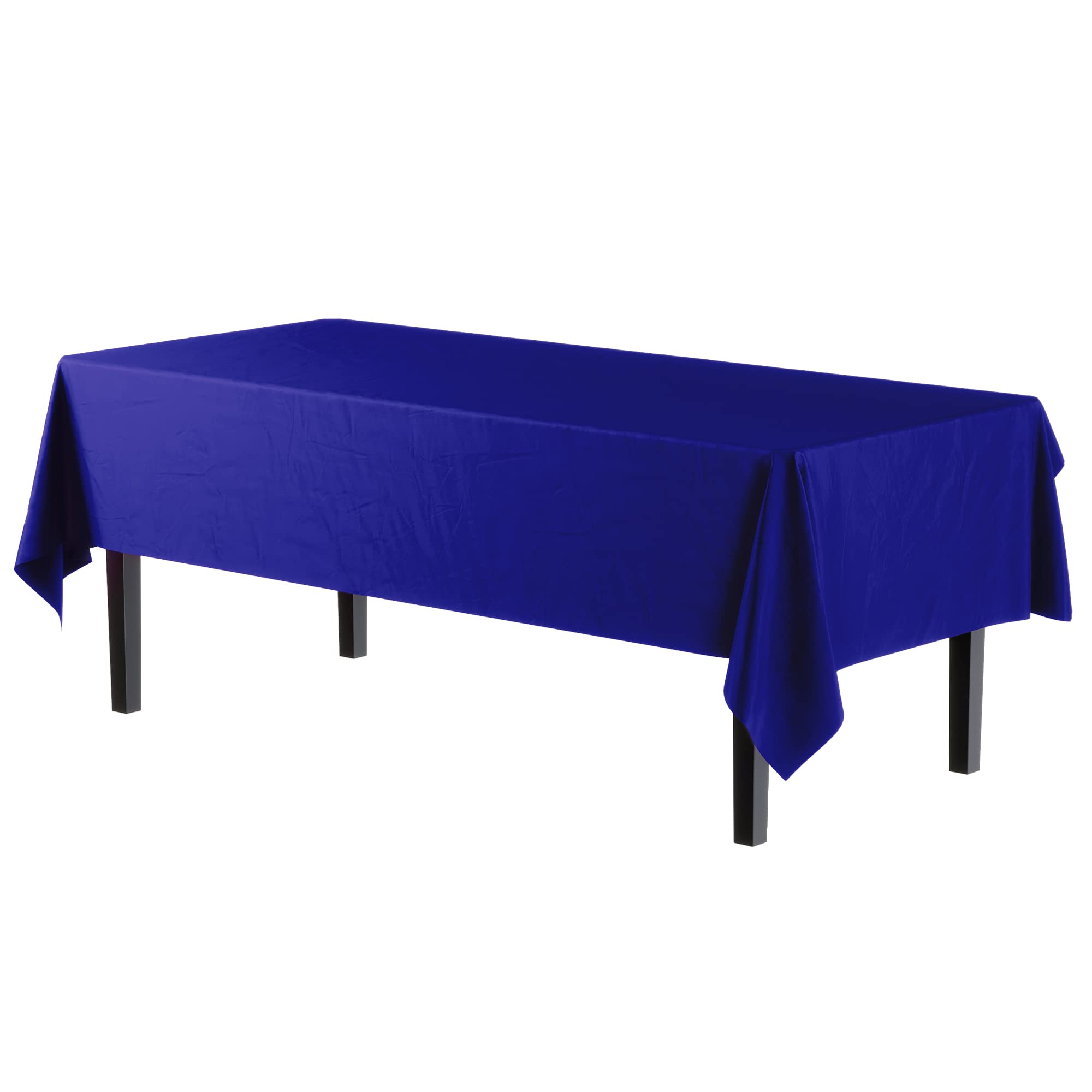 Premium Navy Blue Plastic Table Covers | 12 Pack - 54 In. x 108 In.