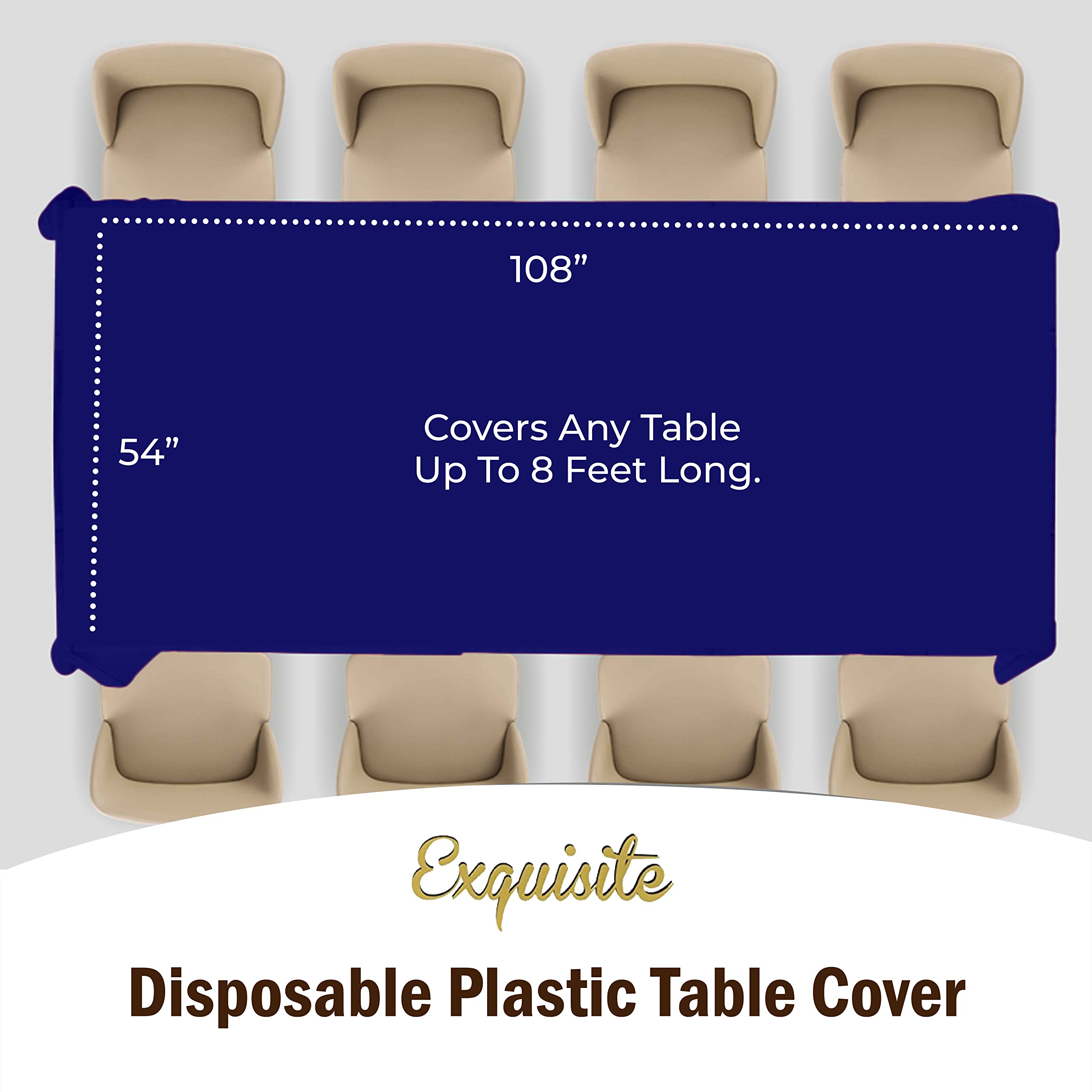 Premium Navy Blue Plastic Table Covers | 12 Pack - 54 In. x 108 In.