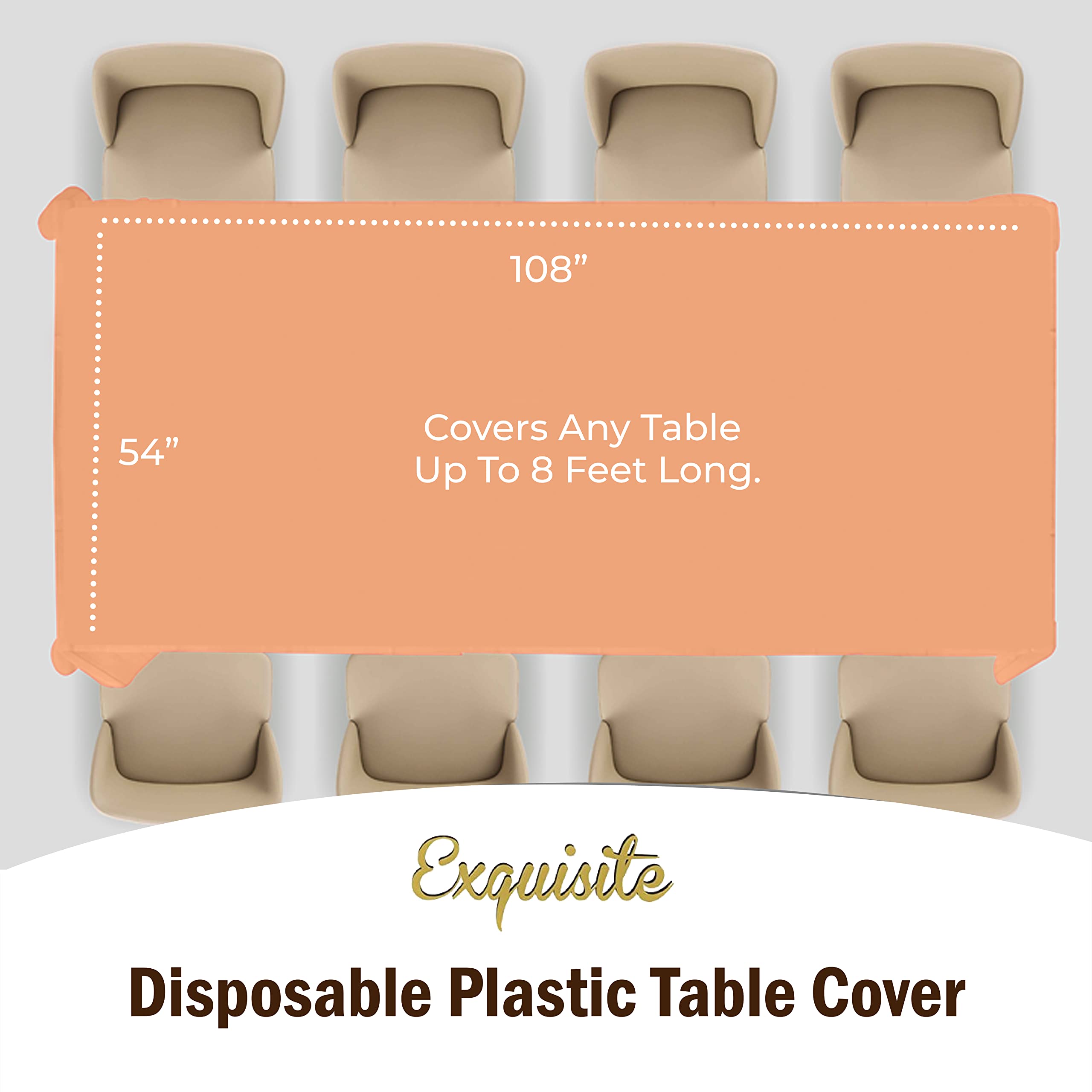 Peach Plastic Table Covers | 6 Pack - 54 In. x 108 In.