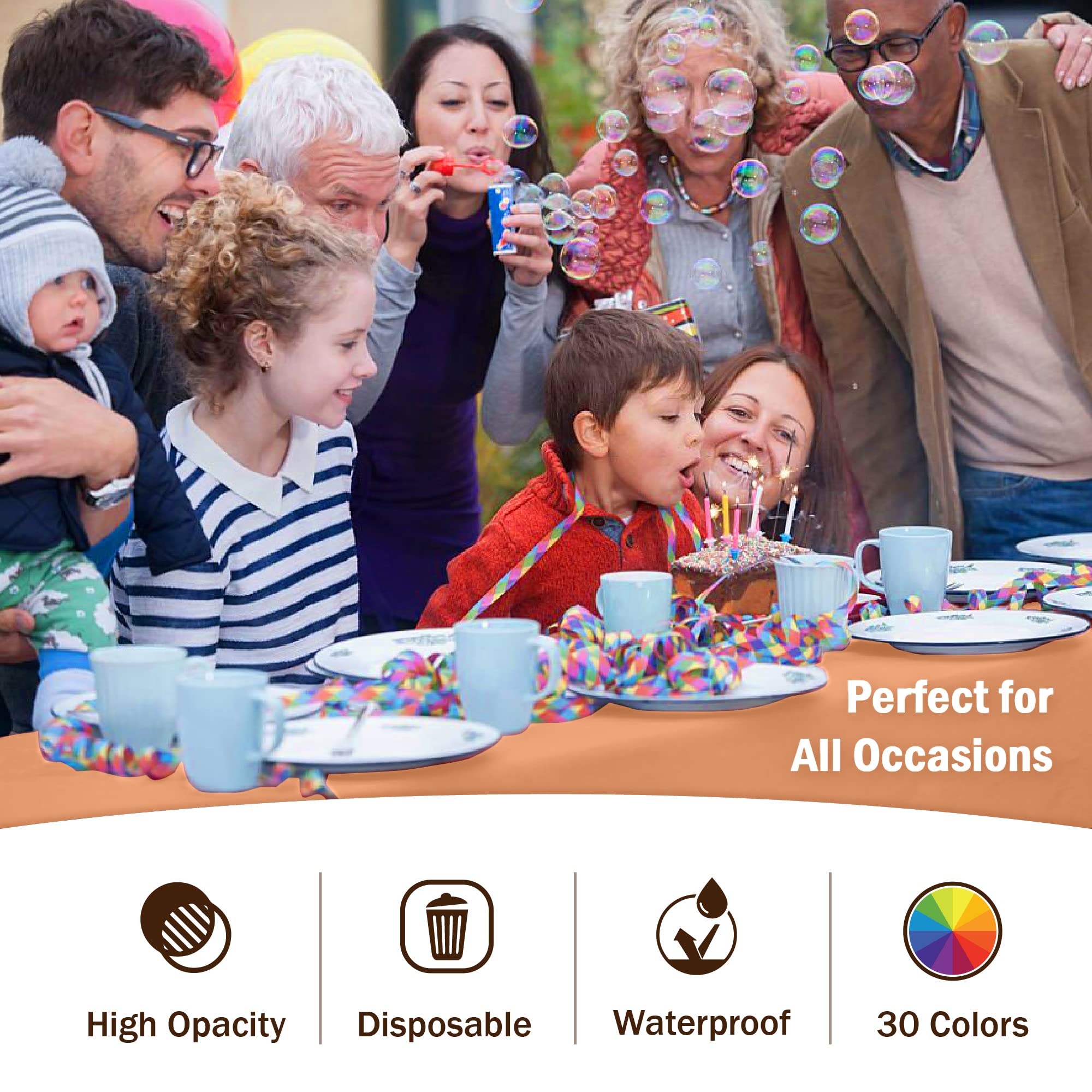 Premium Peach Plastic Table Cover | Case of 96 - 54 In. x 108 In.