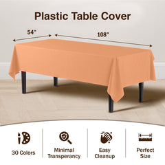 Premium Peach Plastic Table Cover | Case of 96 - 54 In. x 108 In.