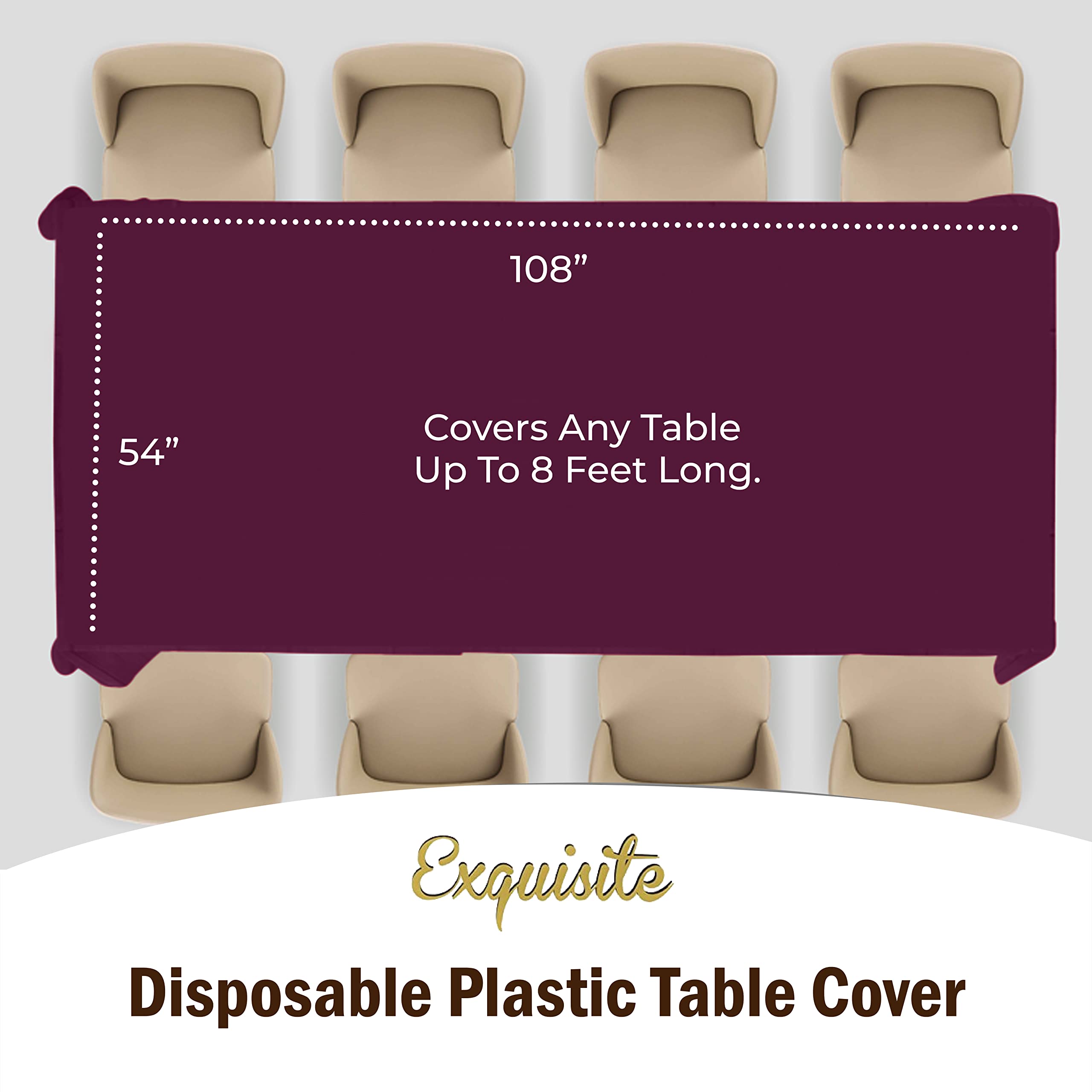 Premium Plum Plastic Table Cover | Case of 96