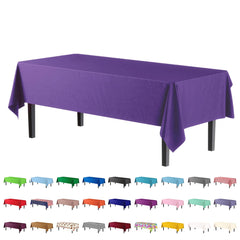 Premium Purple Plastic Table Covers | 12 Pack - 54 In. x 108 In.