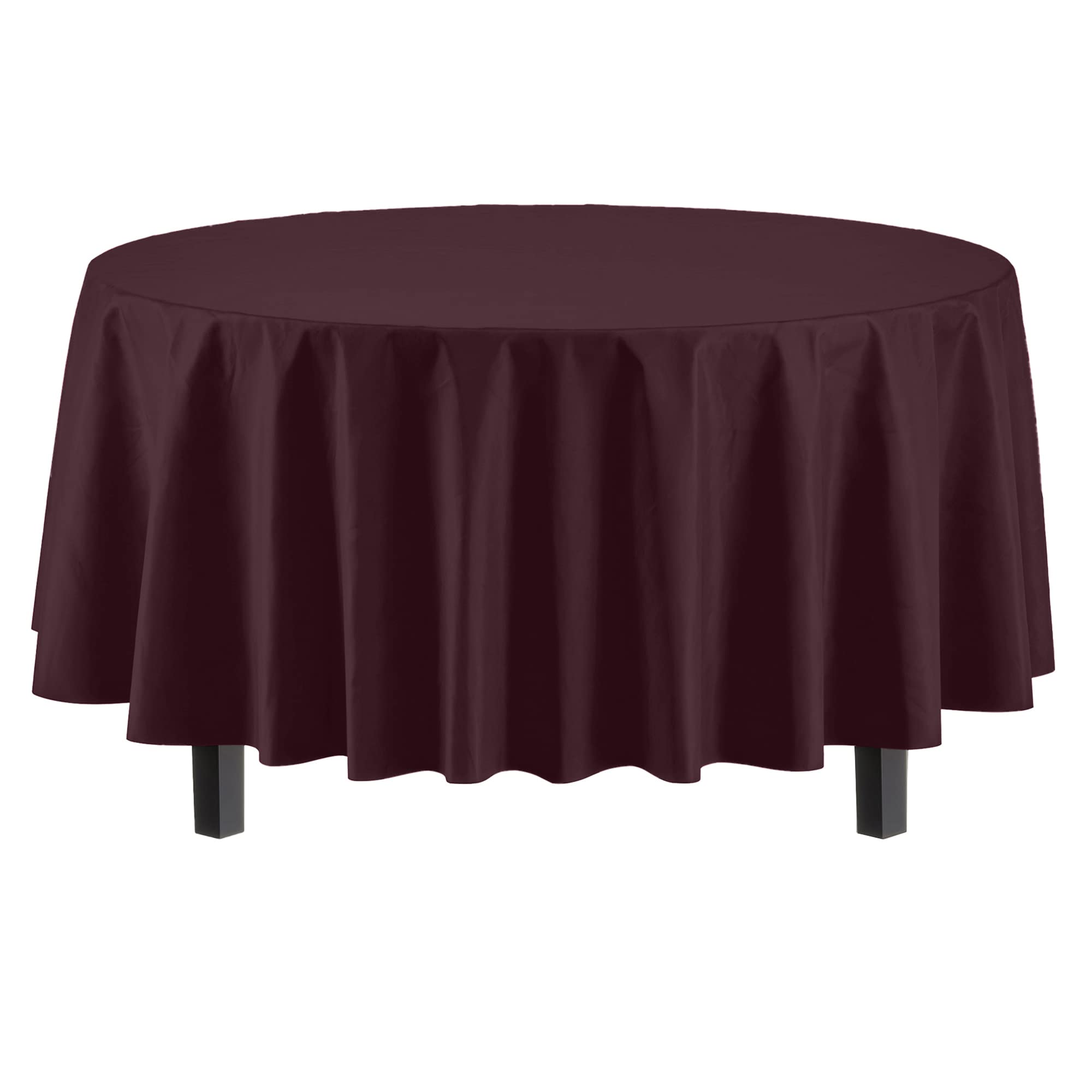 Premium Round Brown Plastic Table Covers | 6 Pack
