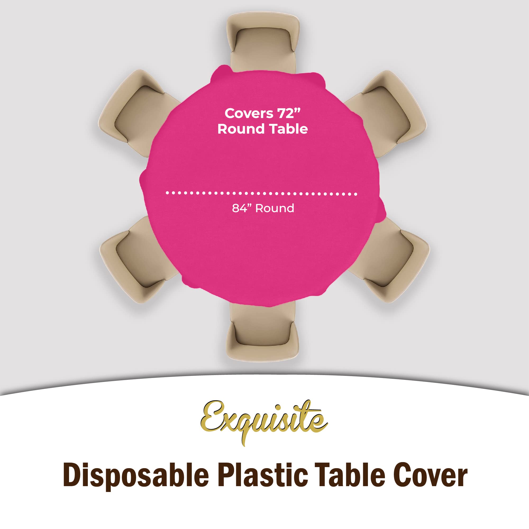 Premium Round Cerise Plastic Table Cover - 84 in. | Case of 96