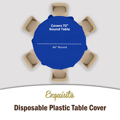 Premium Round Dark Blue Plastic Table Covers | 12 Pack - 84 in.