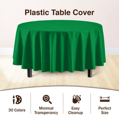 Premium Round Emerald Green Plastic Table Covers | 6 Pack - 84 in.