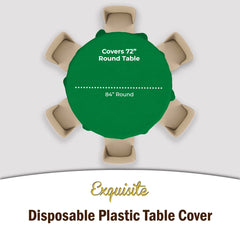 Premium Round Emerald Green Plastic Table Covers | 6 Pack - 84 in.