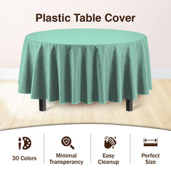 Premium Round Mint Plastic Table Covers | 12 Pack