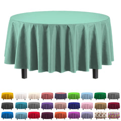 Premium Round Mint Plastic Table Cover - 84 in. | Case of 96