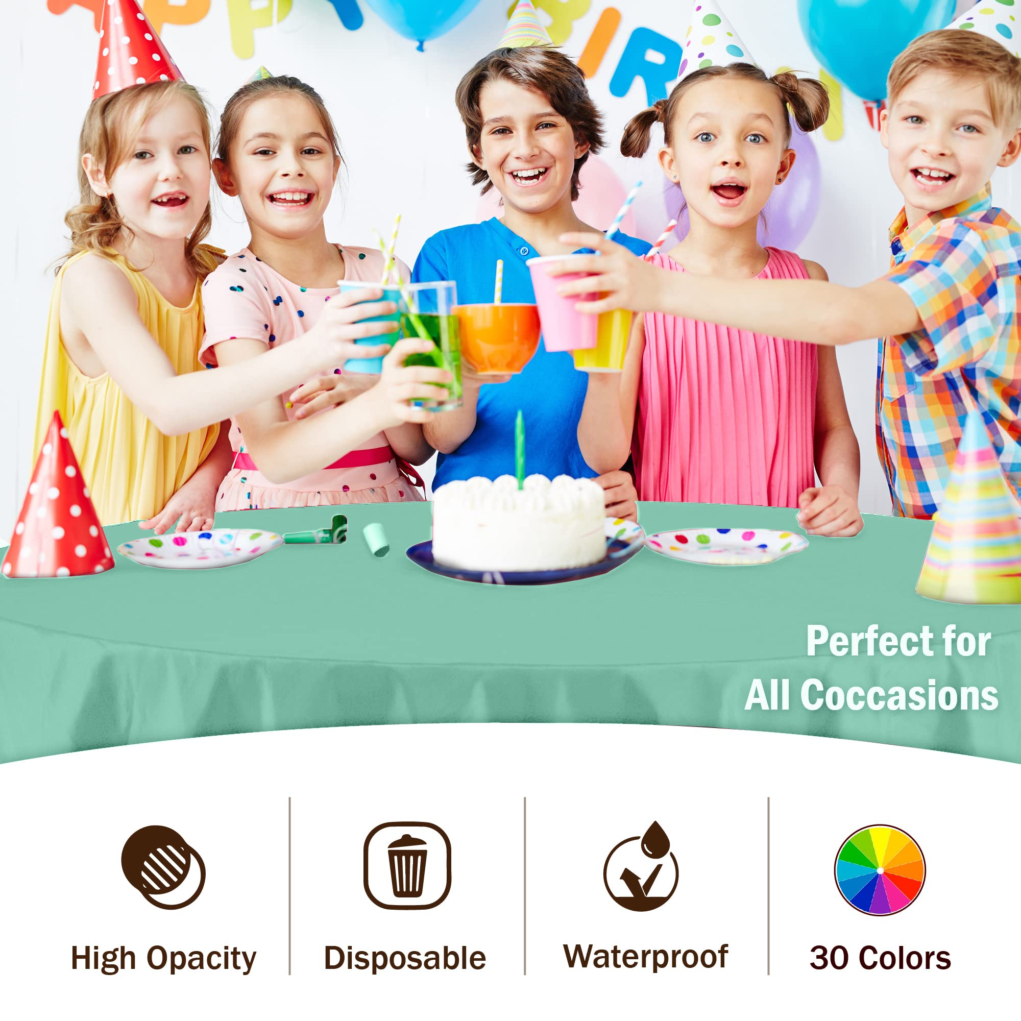 Premium Round Mint Plastic Table Cover - 84 in. | Case of 96