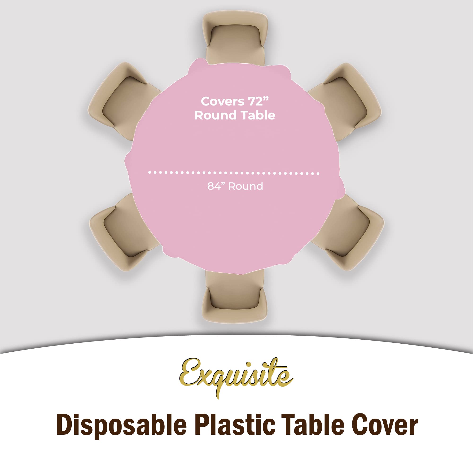 Premium Round Pink Plastic Table Cover - 84 in. | Case of 96