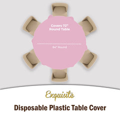 Premium Round Pink Plastic Table Cover - 84 in. | Case of 96