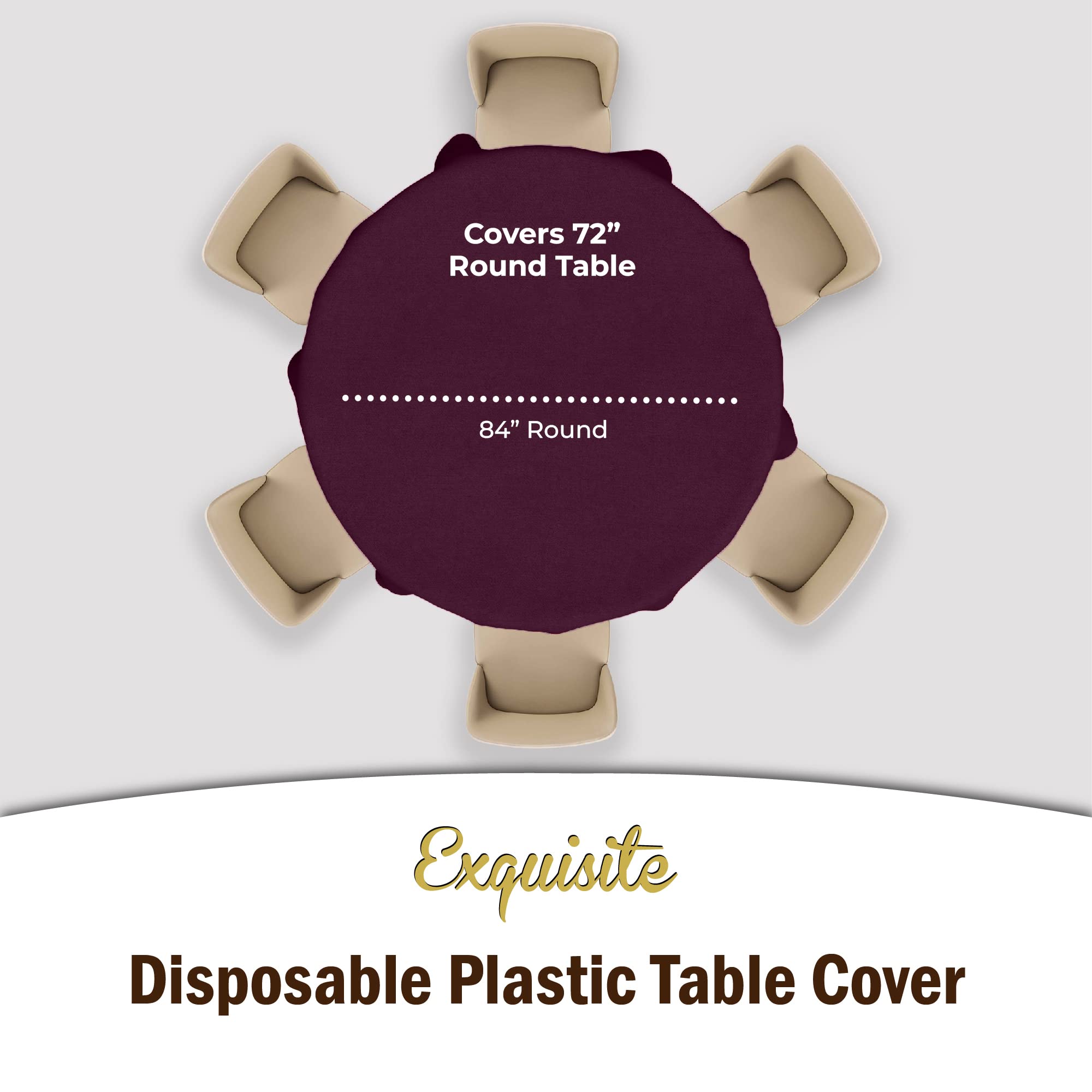 Premium Round Plum Plastic Table Covers | 12 Pack - 84 in.