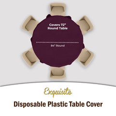 Premium Round Plum Plastic Table Covers | 12 Pack - 84 in.