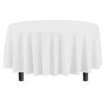 Premium Round White Plastic Table Cover - 84 in.