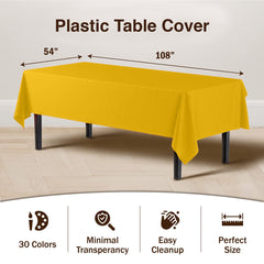 Premium Yellow Plastic Table Covers | 12 Pack - 54 In. x 108 In.