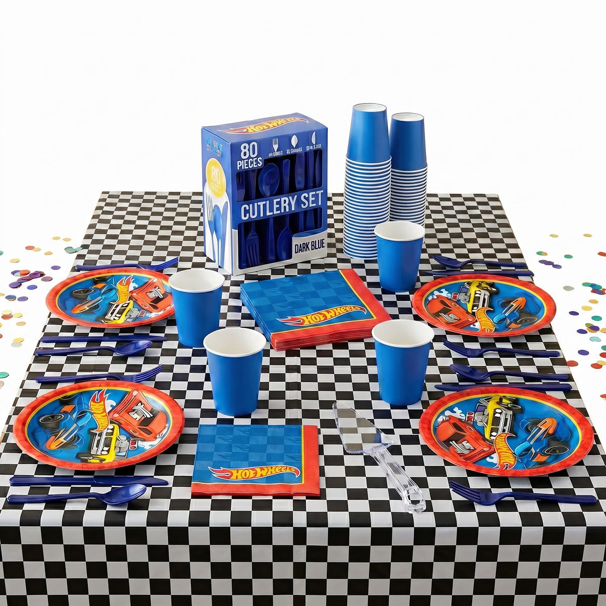 106 Pcs Hot Wheels Base Birthday Party Kit | For 8 Guests