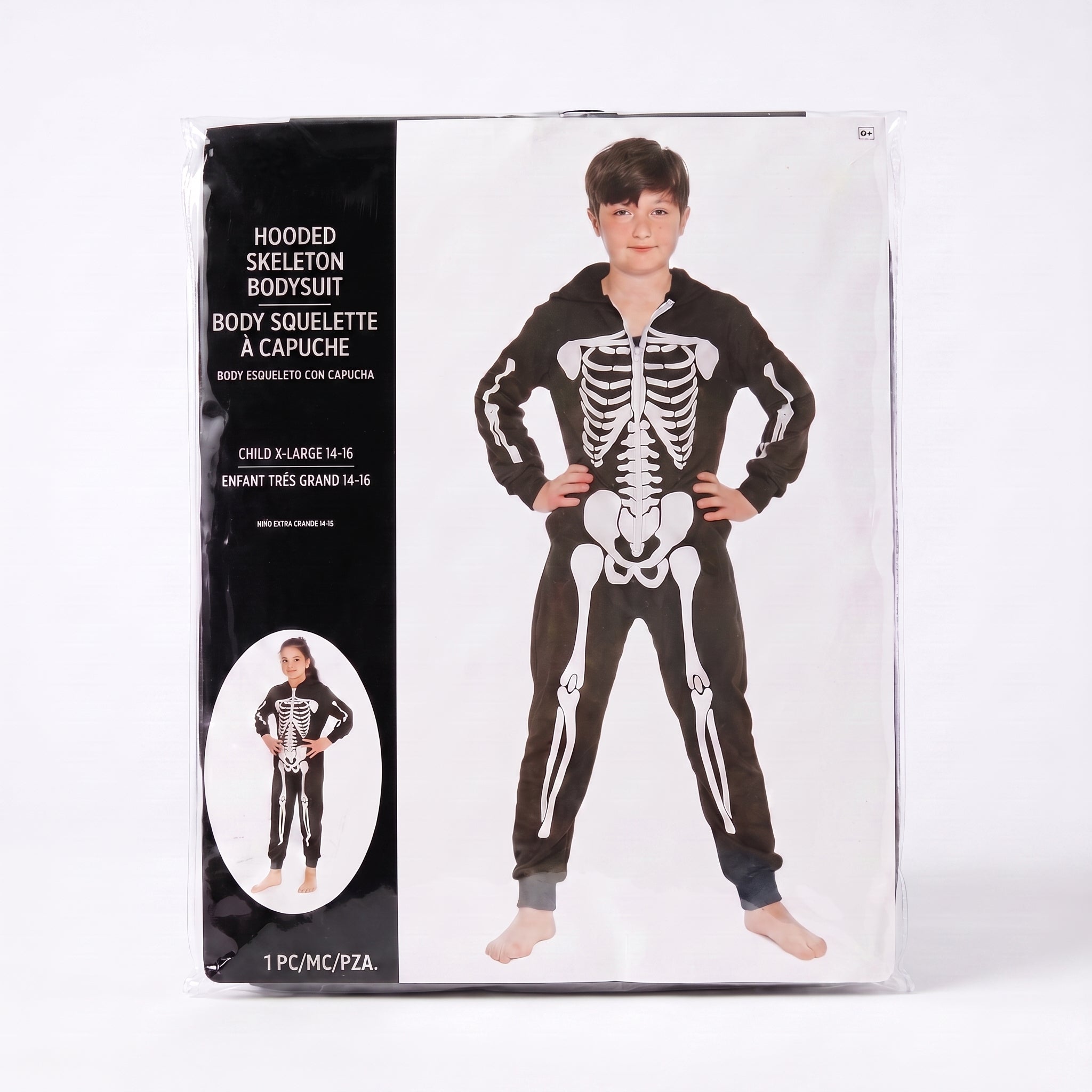 Boys' Skeleton Bodysuit with Hood - Child XL (14-16)