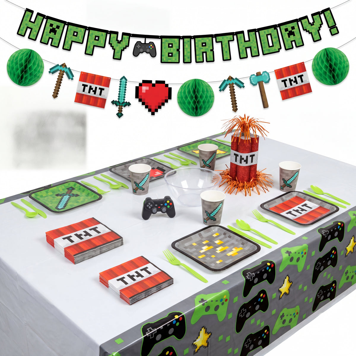64 Pcs Pixel Party Kit | For 8 Guests