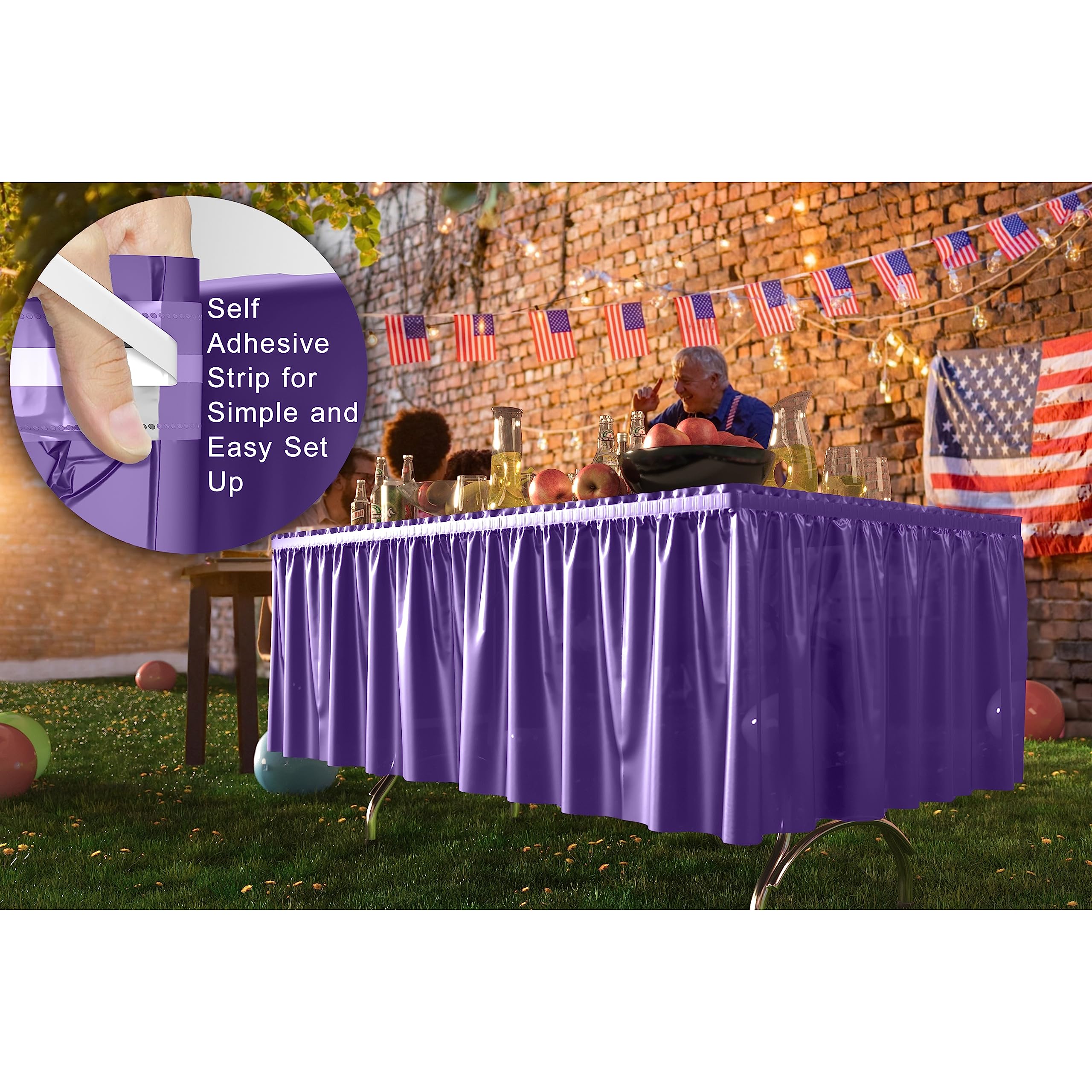 Purple Plastic Table Skirt | Case of 48