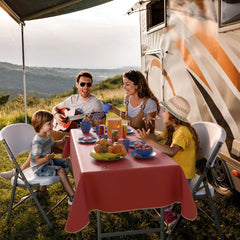 Red Flannel Backed Plastic Table Cover 54 In. x 108 In. | Case of 36 - 54 In. x 108 In.