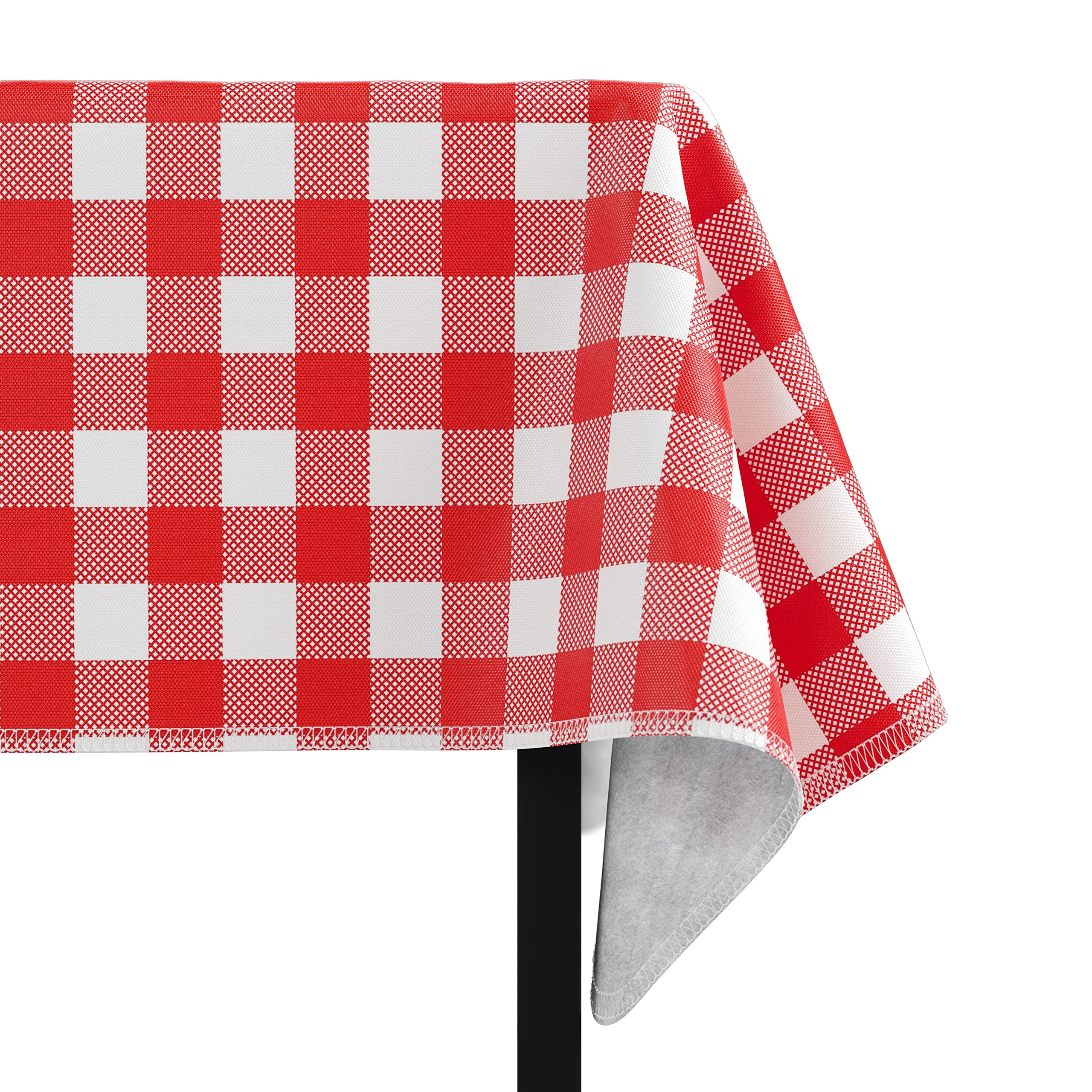 Red Gingham Flannel Backed Table Cover 70 In. Round