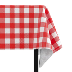 Red Gingham Flannel Backed Table Cover 70 In. Round