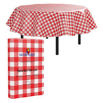 Red Gingham Flannel Backed Plastic Table Cover 70 In. Round