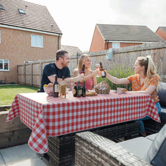 Red Gingham Flannel Backed Table Cover 70 In. Round