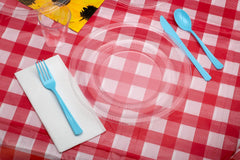 Red Gingham Plastic Table Cover | Case of 48 - 54 In. x 108 In.