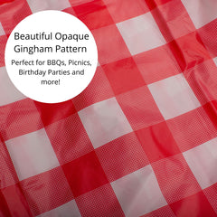 Red Gingham Plastic Table Cover | Case of 48 - 54 In. x 108 In.