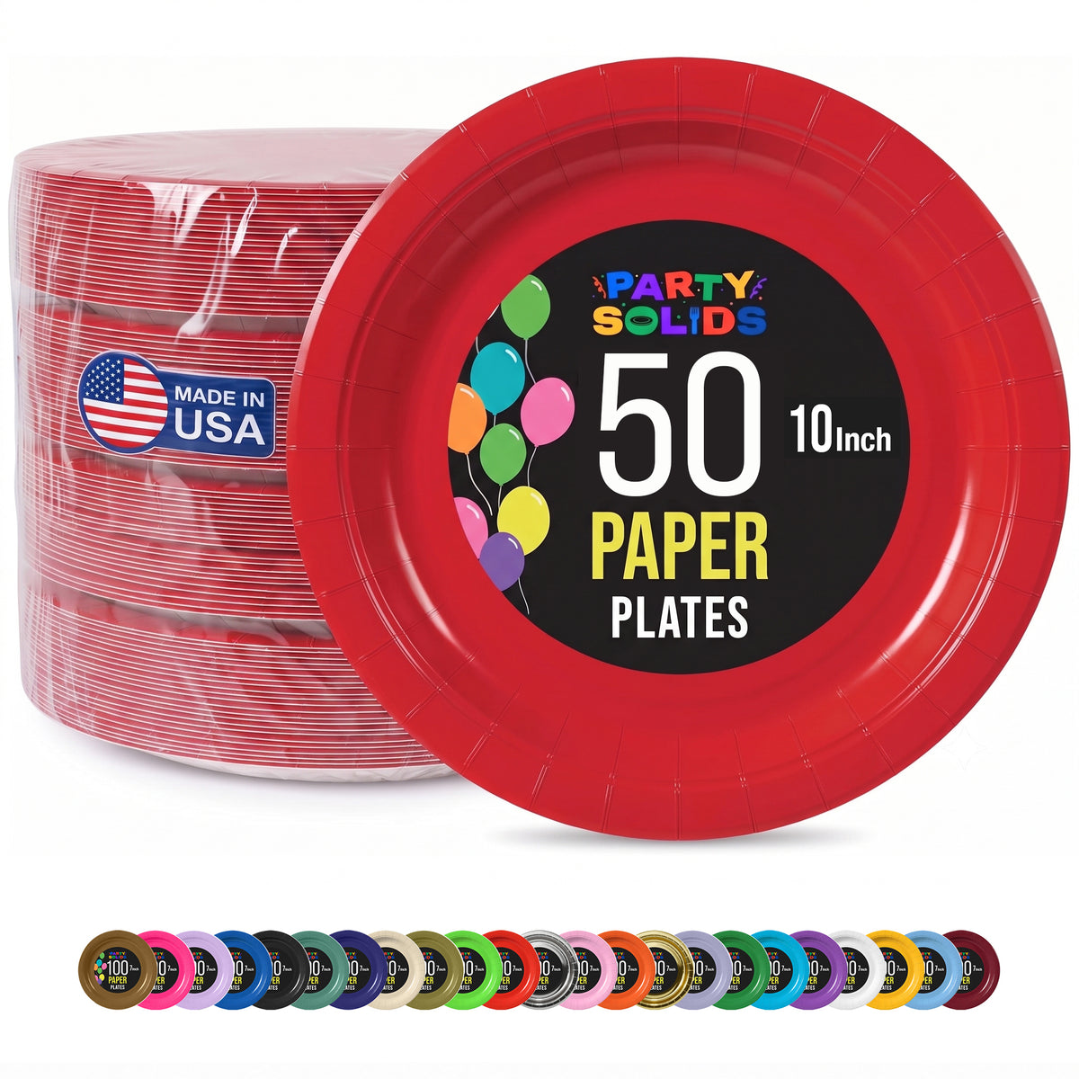 10 In. Red Paper Plates - 50 Ct.