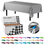 54 in. x 300 Ft. Cut to Size Plastic Table Cover | Black Gingham
