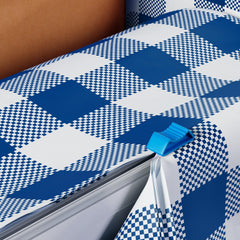 54 in. x 100 Ft. Cut to Size Plastic Table Cover | Blue Gingham