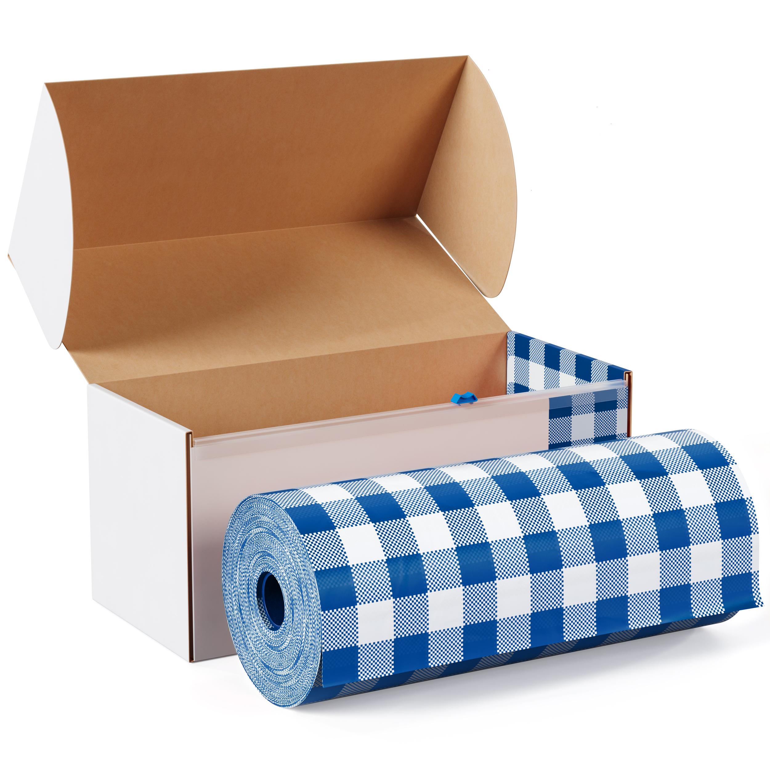 54 In. x 100 Ft. Cut to Size Plastic Table Cover  | Blue Gingham | Case of 6