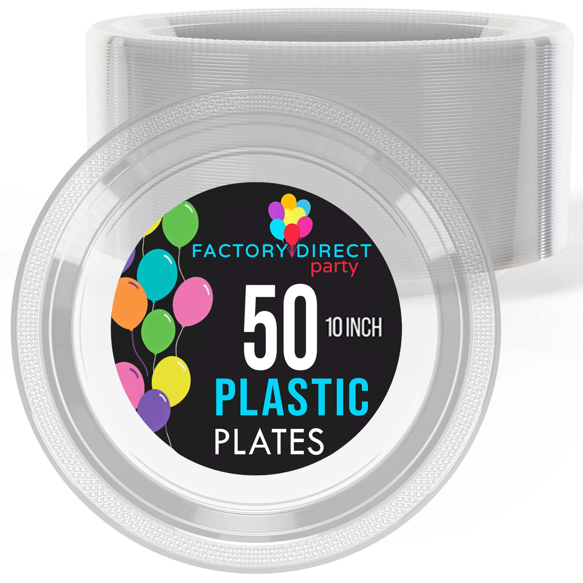 10 In. Clear Plastic Plates | 50 Count