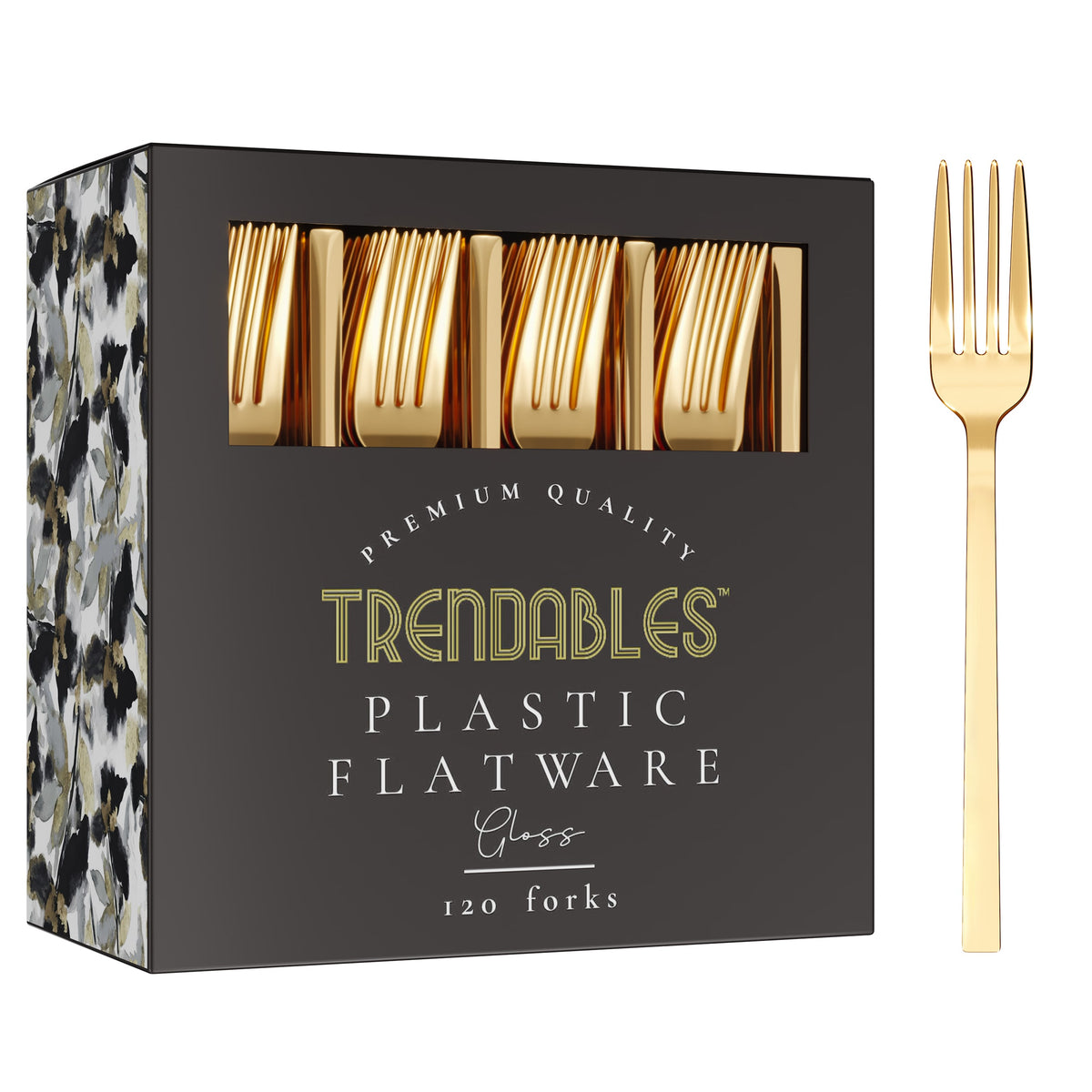 Trendables Gloss Gold Plastic Forks | 120 Count