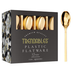 Trendables Gloss Gold Plastic Spoons | 120 Count