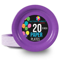 9 In. Purple Paper Plates | 20 Count