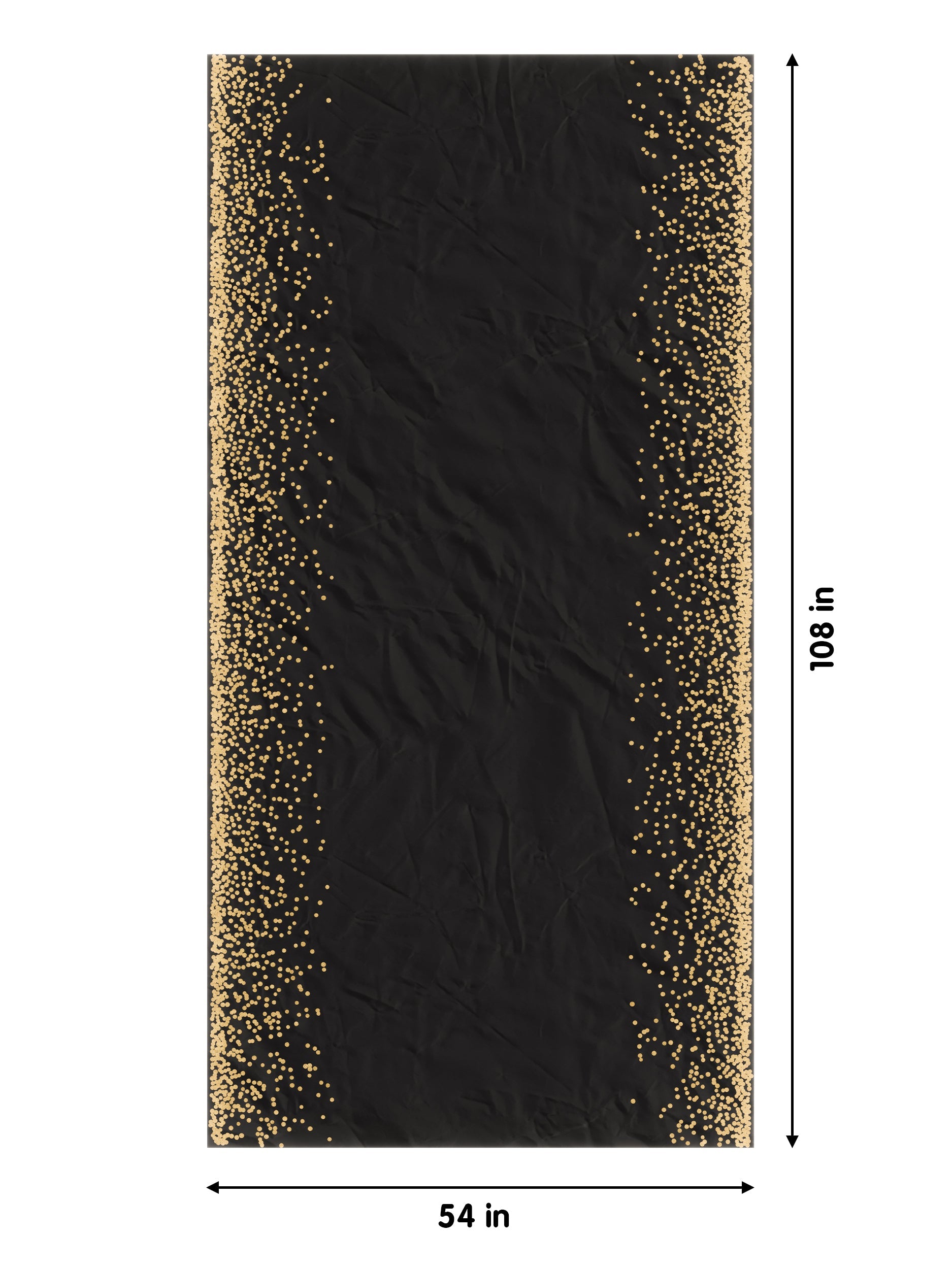 Printed Plastic Table Cover Black/Gold | Case of 48 - 54 In. x 108 In.