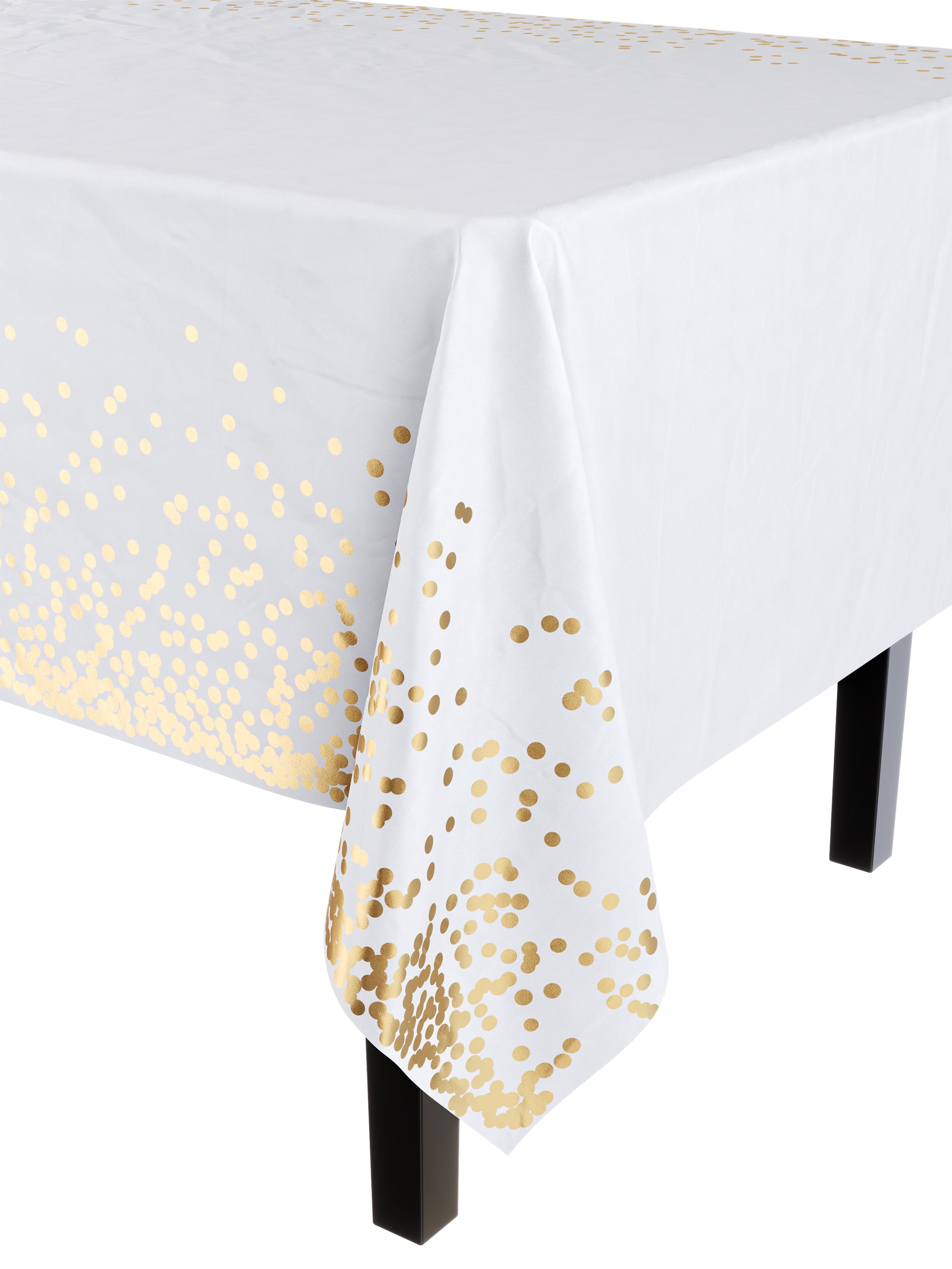 Celebrate Printed Plastic Table Cover 54" x 108" White/Gold
