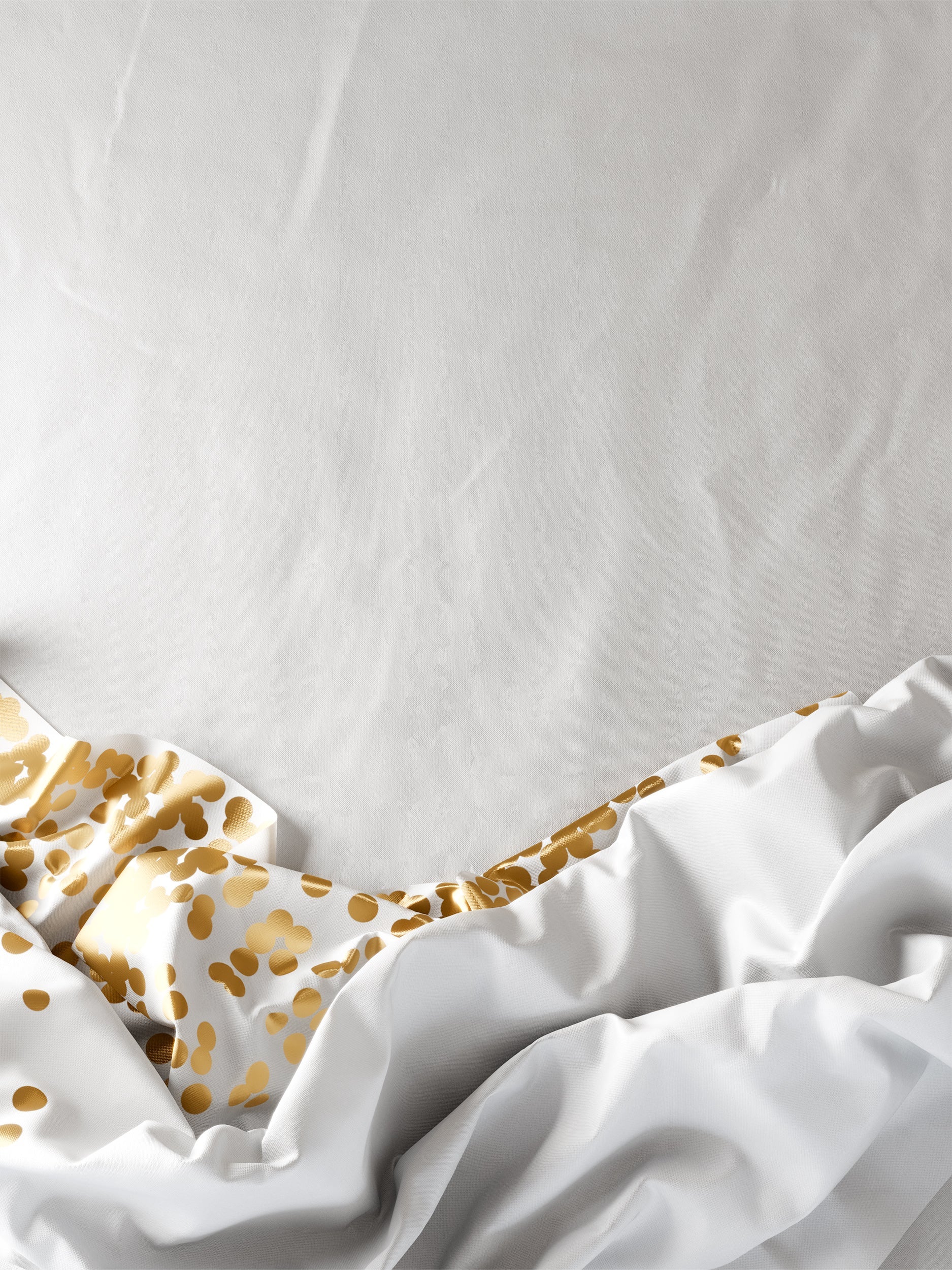 Celebrate Printed Plastic Table Cover White/Gold | Case of 48 - 54 In. x 108 In.