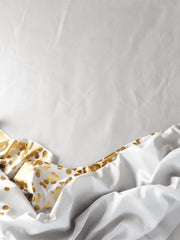 Celebrate Printed Plastic Table Cover White/Gold | Case of 48 - 54 In. x 108 In.