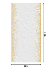 Celebrate Printed Plastic Table Cover White/Gold | Case of 48 - 54 In. x 108 In.