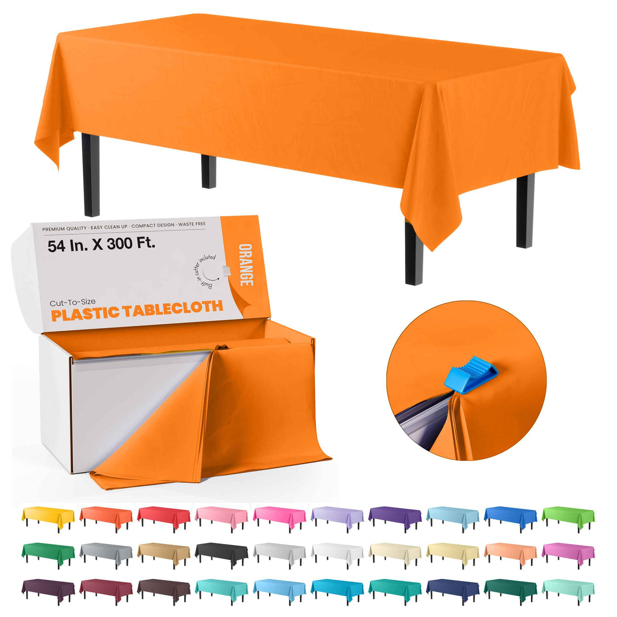 54 In. x 300 Ft. Cut To Size Table Roll | Orange