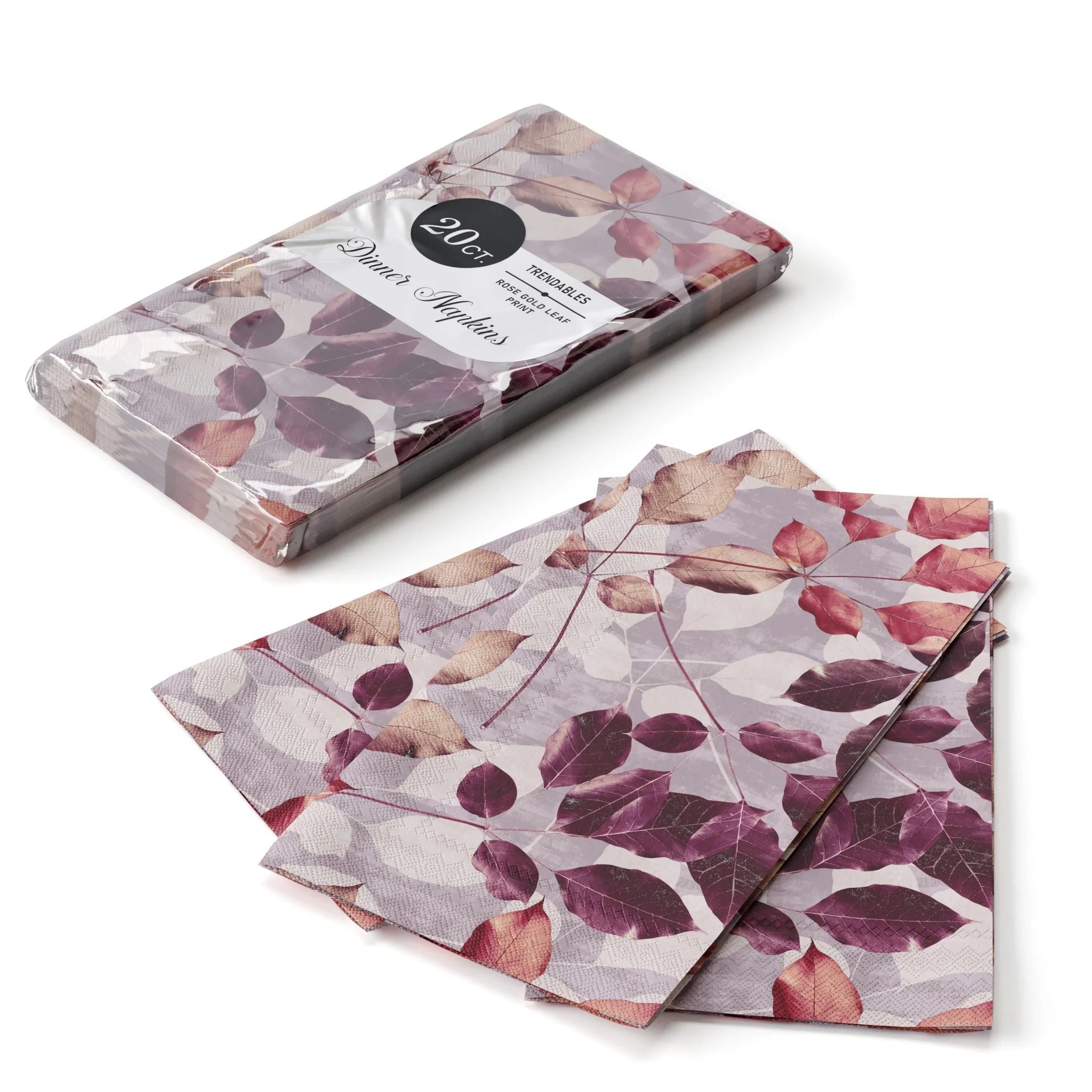 Rose Gold Leaf Print Luncheon Napkins - 7.9 In. X 4.3 In. | 720 Count