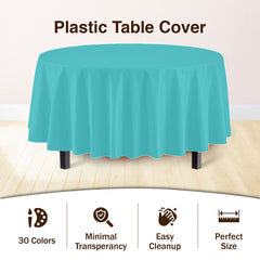 Round Aqua Blue Plastic Table Cover | Case of 48