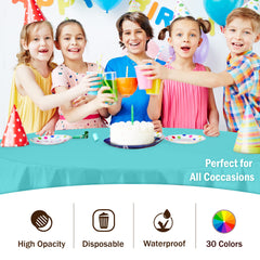 Round Aqua Blue Plastic Table Cover | Case of 48